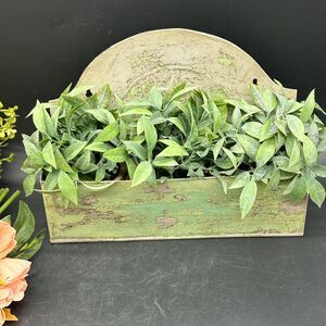 Upcycled Metal Wall Pocket With 3 Herb Pots Rustic Chippy
